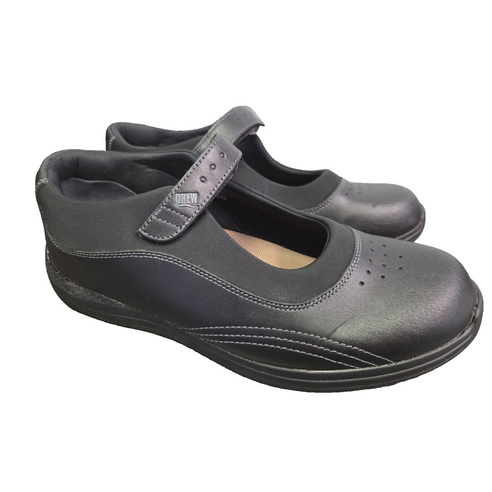 DREW ROSE WOMENS BLACK 11W ORTHOPEDIC HOOK LOOP SUPPORT COMFORT WALKING SHOES